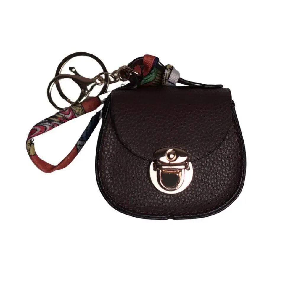 Mini Chocolate Bag Keychain Bag Charm, PU Leather Coin Purse Change Pouch, NWT